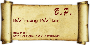 Bársony Péter névjegykártya