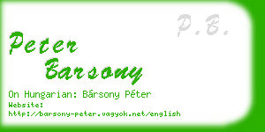 peter barsony business card